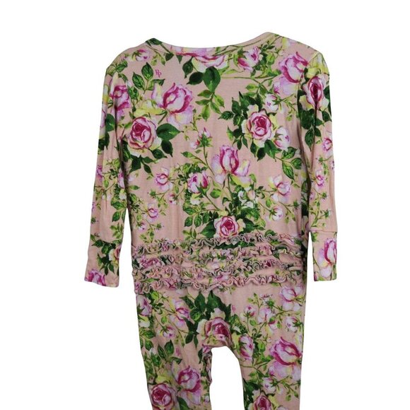 Posh Peanut Bamboo Floral Zip-Front Baby Footie Pajamas With Ruffles 12-18M - Picture 6 of 8